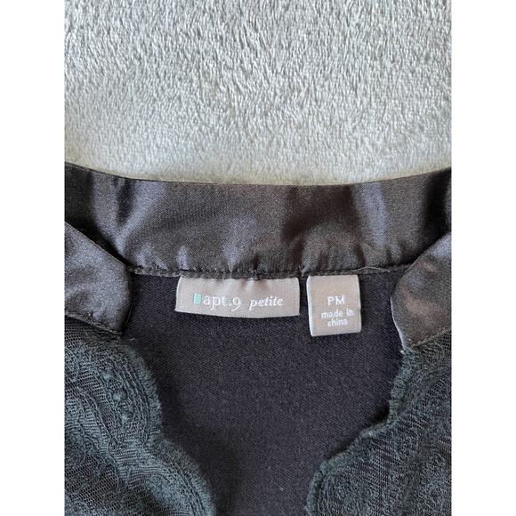 Vintage Y2K Black Lace Trim Top PM Medium Apt 9 Whimsigoth Stretchy Long Sleeved - Picture 11 of 14